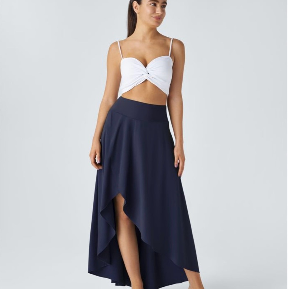 HALARA Blue Maxi A-Line High-Low Skirt